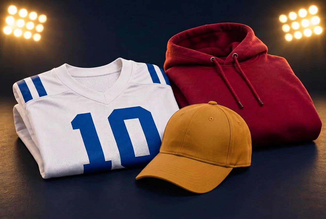 Jersey, cap and hoodie